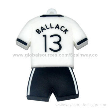 Football Shirt-shaped USB Flash Drive, 512MB to 8GB Capacity and Various Colors Available